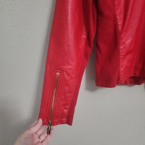 Red Leather Kenneth Cole Reaction Jacket - Picture 5 of 7
